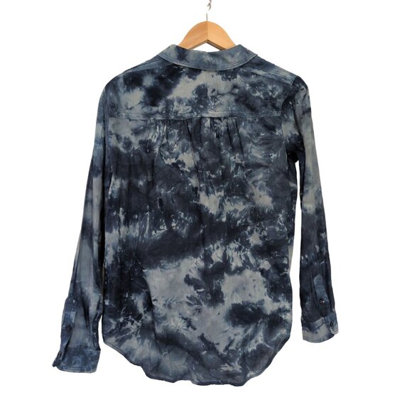 Anthropologie Pilcro Cate Classic Tie-Dye Shirt Womens S Blue Boho Button Up - Picture 4 of 10